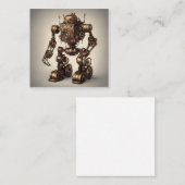 Bronzen Steampunk Robot Sculptuur Informatiekaartje (Voorkant / Achterkant)