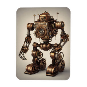 Bronzen Steampunk Robot Sculptuur Magneet