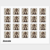 Bronzen Steampunk Robot Sculptuur Vierkante Sticker (Vel)