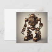 Bronzen Steampunk Robotsculptuur Kaart (Voorkant / Achterkant)