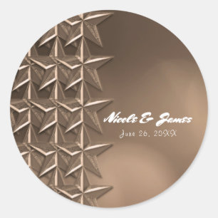 Bronzen sterren & elegante Bokeh-lichten chic favo Ronde Sticker