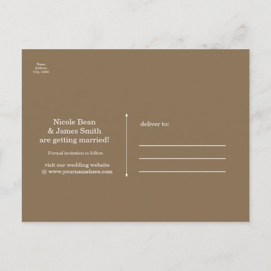 Bronzen sterren & legante bokeh lampjes Opslaan da Aankondigingskaart (Achterkant)