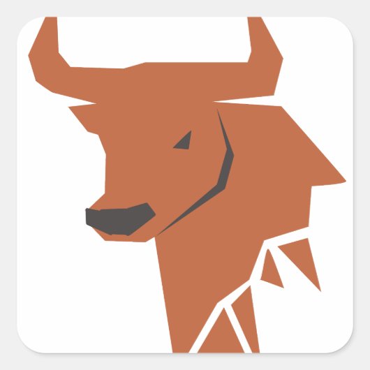 Bronzen Stier Silhouet Dierenriem Vierkante Sticker (Voorkant)