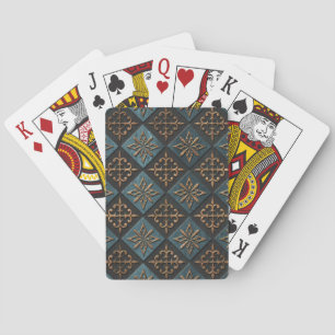 Bronzen textuur met graveerpatroon. pokerkaarten