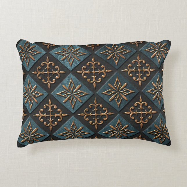 Bronzen textuur met snijpatroon. accent kussen (Voorkant)