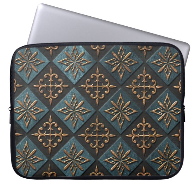 Bronzen textuur met snijpatroon. laptop sleeve (Voorkant)
