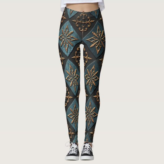 Bronzen textuur met snijpatroon. leggings (Voorkant)