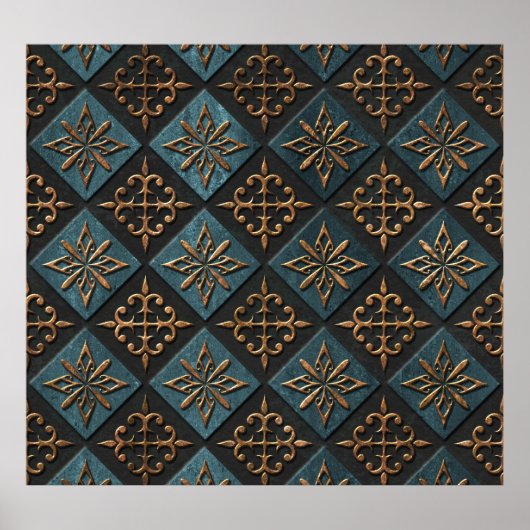 Bronzen textuur met snijpatroon. poster (Voorkant)