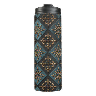 Bronzen textuur met snijpatroon. thermosbeker