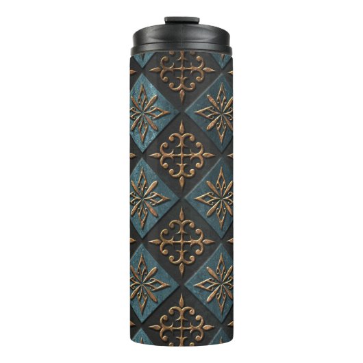 Bronzen textuur met snijpatroon. thermosbeker (Voorkant)