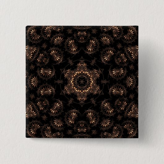 Bronzen Tijd Mandala Vierkante Button 5,1 Cm (Voorkant)