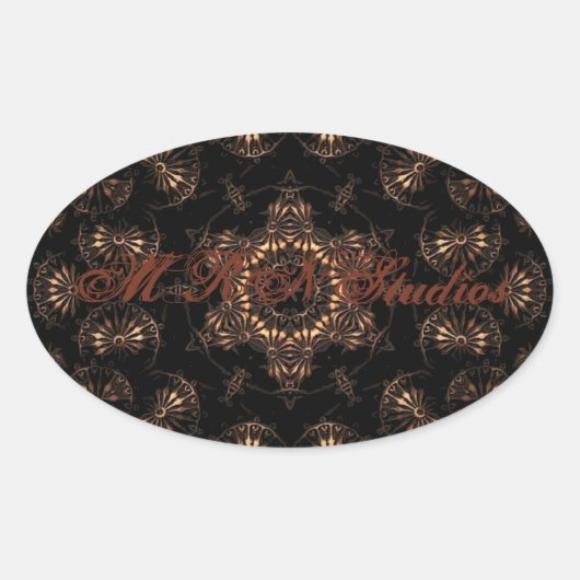 Bronzen Tijdperk Mandala Ovale Sticker (Voorkant)