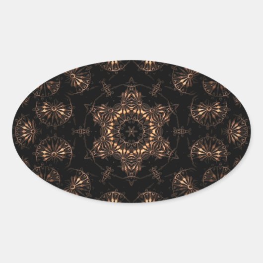 Bronzen Tijdperk Mandala Ovale Sticker (Voorkant)