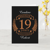 Bronzen traditionele trouwjubileum 19 jaar kaart (Gele Bloem)