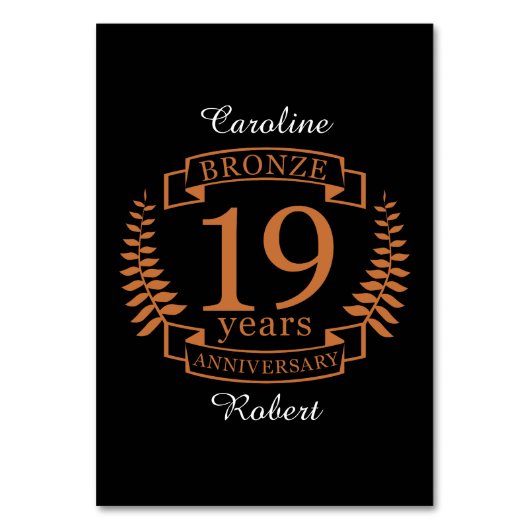Bronzen traditionele trouwjubileum 19 jaar kaart (Voorkant)