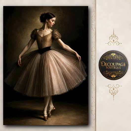 Bronzen Tutu Ballerina Fijne Kunst Tissuepapier