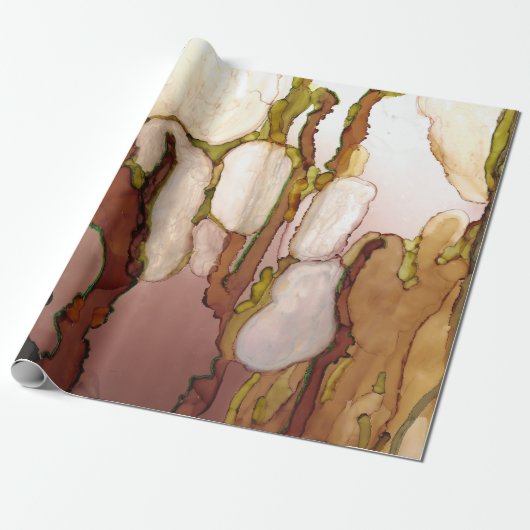 Bronzen verbeelding alcohol inkt print cadeaupapier (Uitgerold)