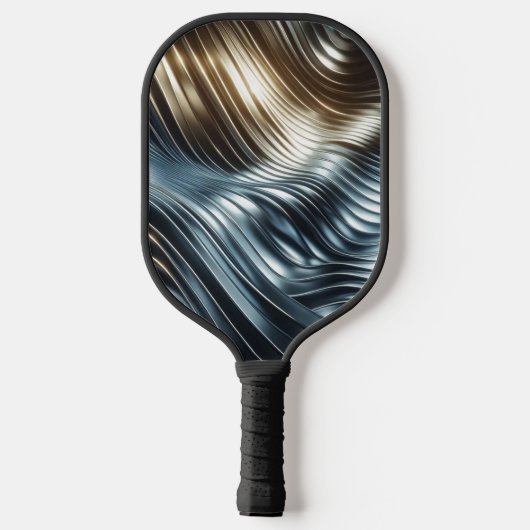 Bronzen Zilveren Metallic Waves Pickleball Paddle (Achterkant)