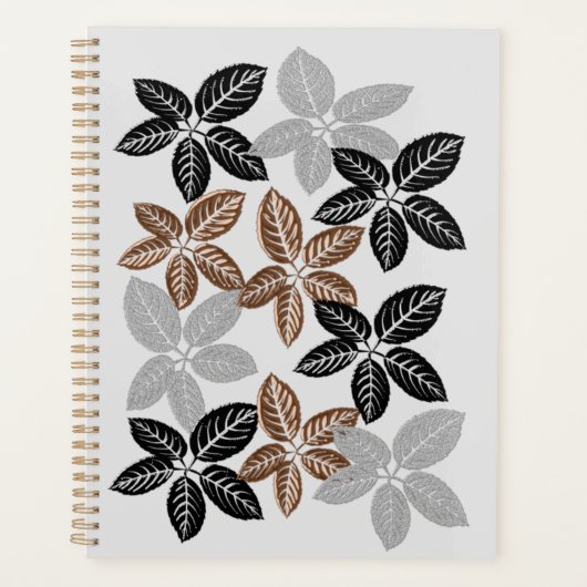 Bronzen, Zwarte & Grijze Bladplanner Planner (Voorkant)
