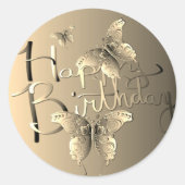 Bronzy Butterfly"Gefeliciteerd!" Ronde Sticker (Voorkant)