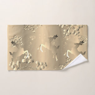 Bronzy Holiday Reindeer Snowflakes Bad Handdoek