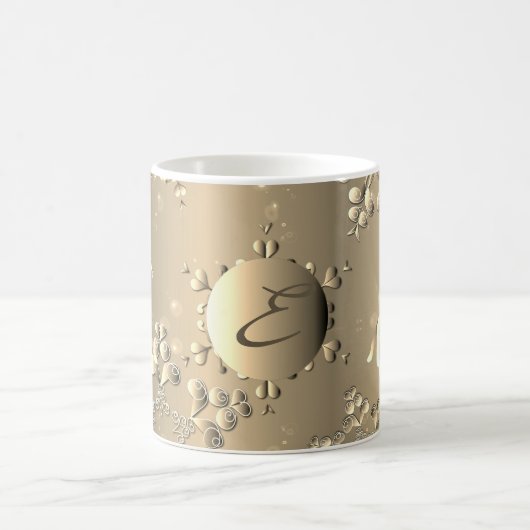Bronzy Monogram Holiday Snowflakes en rendier Koffiemok (Center)