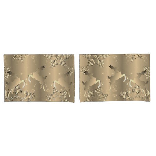 Bronzy Reindeer en Snowflakes Kussensloop (Voorkant-Set)