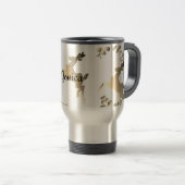 Bronzy Reindeer en Snowflakes Name Travel Mug Reisbeker (Voorkant rechts)
