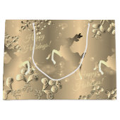 Bronzy Reindeer en Snowflakes Uw Groet Groot Cadeauzakje (Voorkant)