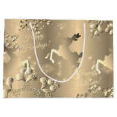 Bronzy Reindeer en Snowflakes Uw Groet Groot Cadeauzakje (Achterkant)