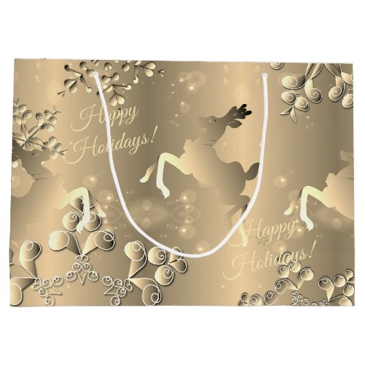 Bronzy Reindeer en Snowflakes Uw Groet Groot Groot Cadeauzakje (Achterkant)