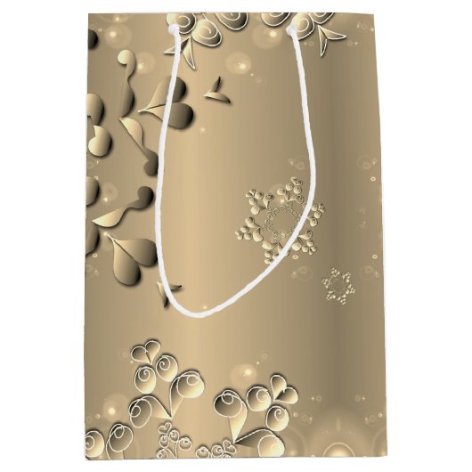 Bronzy Snowflakes Medium Cadeauzakje (Voorkant)