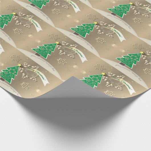 Bronzy Snowy Kerstmis "Vrolijk kerstfeest!" Cadeaupapier (Hoek)