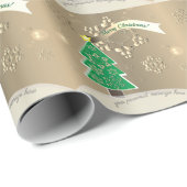 Bronzy Snowy Kerstmis "Vrolijk kerstfeest!" Cadeaupapier (Rol Hoek)