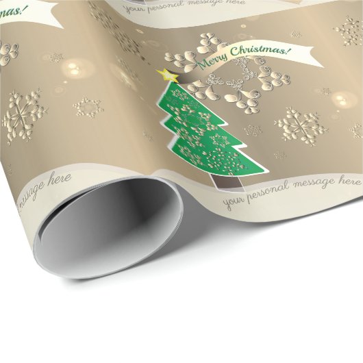 Bronzy Snowy Kerstmis "Vrolijk kerstfeest!" Cadeaupapier (Rol Hoek)