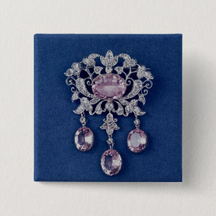 Brooch in de vorm van een bloem, c.1780 vierkante button 5,1 cm