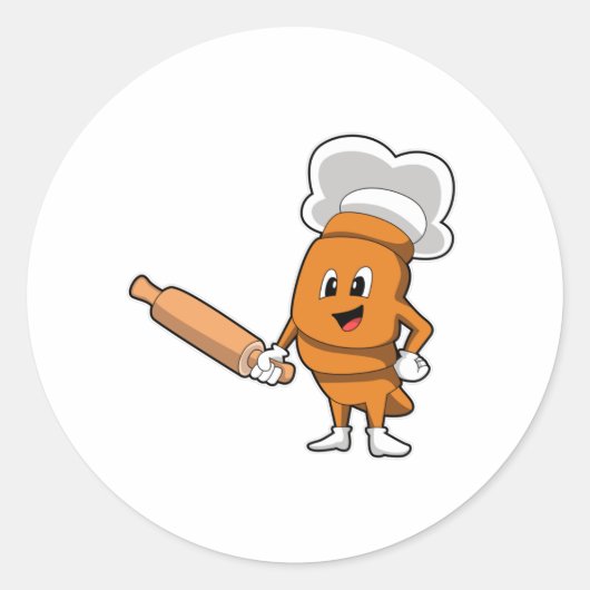 Brood als Cook met rolpin Ronde Sticker (Voorkant)