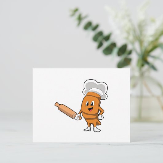 Brood als kok met deegroller briefkaart (Staand voorkant)