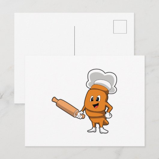 Brood als kok met deegroller briefkaart (Voorkant / Achterkant)