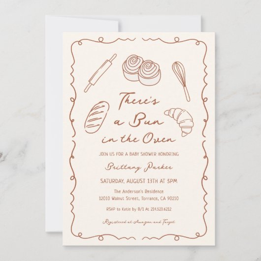 Brood Baby Shower van Bun in the Oven Bakery Kaart (Voorkant)