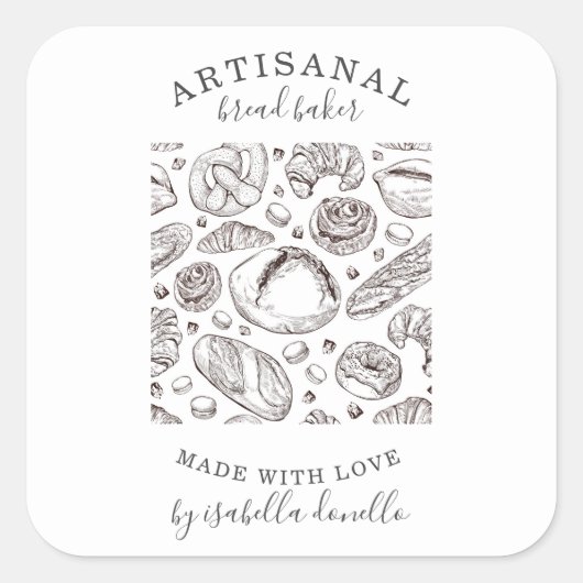 Brood Baker Baker Vierkante Sticker (Voorkant)