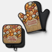 Brood bakken ovenwant & pannenlap set (Voorkant / Achterkant)