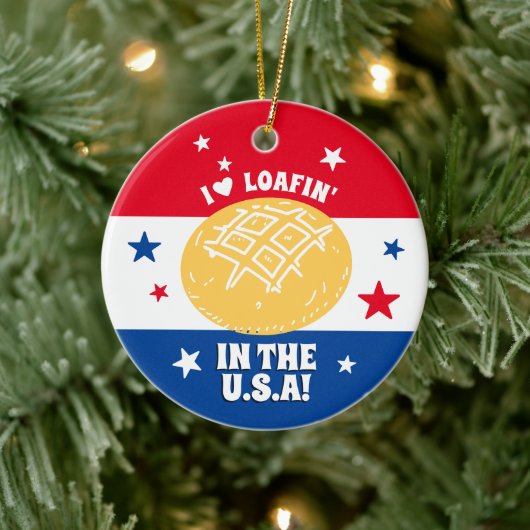 Brood bakkerij loafing usa patriottische kerst keramisch ornament (Boom)