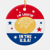 Brood bakkerij loafing usa patriottische kerst keramisch ornament (Voorkant)