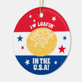 Brood bakkerij loafing usa patriottische kerst keramisch ornament (Links)