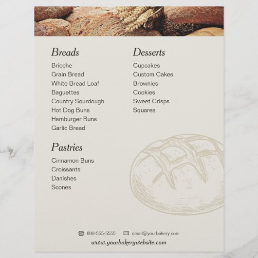 Brood Bakkerij Menu Brochure Flyer Sjabloon (Achterkant)
