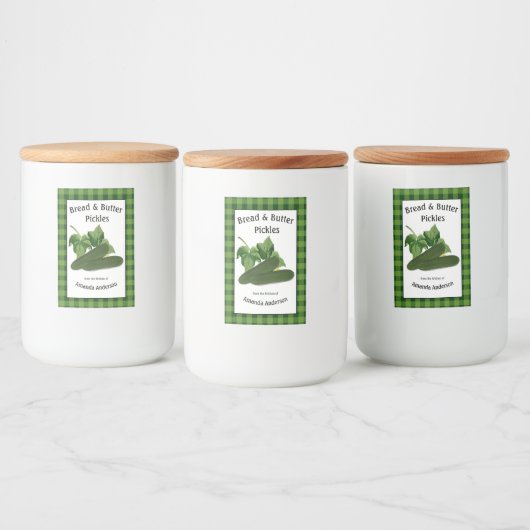 Brood & boter augurken Plaid V Eten Label Voedselcontainer Etiket (Flessen)