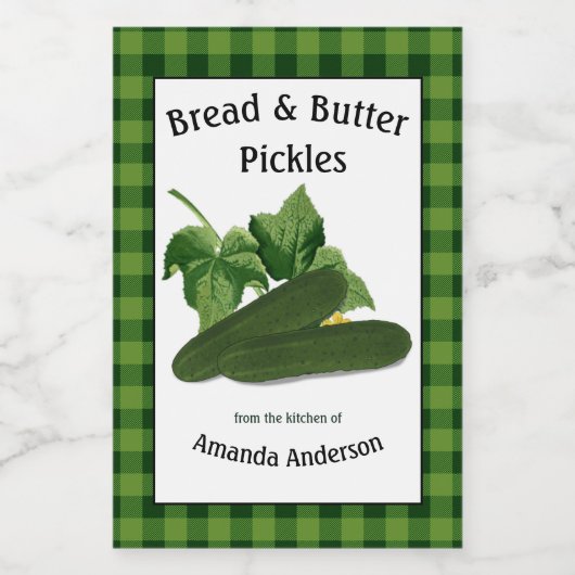 Brood & boter augurken Plaid V Eten Label Voedselcontainer Etiket (Enkel label)