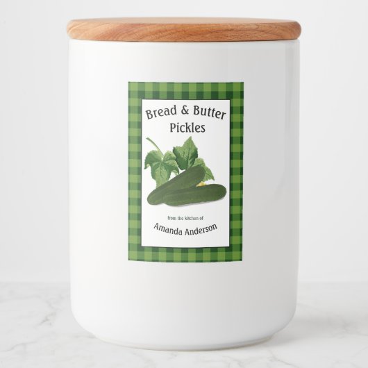 Brood & boter augurken Plaid V Eten Label Voedselcontainer Etiket (Voorkant)