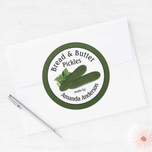 Brood & boteraugurken 3" ronde sticker (Envelop)